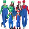 Costume da gioco cosplay di Halloween Mary Costume da spettacolo teatrale di gruppo Pantaloni con cinturino idraulico Abbigliamento genitore-figlio