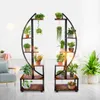 Half Moon Shaped Plant Shelf Holder med hängande slinga, Multi-Purpose Tall Plant står inomhus för heminredning Balkong Patio Lawn Garden Balcony