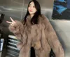 Manteau en fourrure de renard à col carré pour femmes, boule poilue, à la mode, jeune, longueur moyenne, chaud et amincissant, nouvelle collection 2024