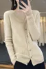 Women's Sweaters Autumn And Winter 100 Pure Cashmere Cardigan V Collar Solid Color Ingot Needle Baggy Coat Sweater Wool Knitted Top