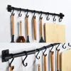 Storage Holders Racks Black Kitchen Hook Rack Wall Mounted Pantry Tool Holder Kitchen Shelf Aluminum Pantry Bar for Kitchenware Utensil Storage Rack 231201