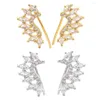 Stud Earrings EYIKA Fashion Women Wrap Piercing Clip Trendy Girls Crystal Zircon Leaf Ear Cuff Gold Silver Color Elegant Jewelry Gift