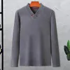 Men's T Shirts Men Fall Winter T-shirt Top V Neck Double-sided Plush Solid Color Long Sleeve Pullover Casual Bottoming Inner Shirt