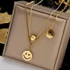 2pcs / set mode sourire double couches pendentifs colliers perles d'imitation gouttelettes en forme de sourire clavicule bijoux pour femmes cool Gri245n