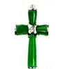 Hermoso colgante de cruz de jade verde y collar Chain285T