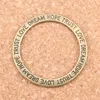 36pcs Antique Silver Plated Bronze Plated circle love hope trust dream Charms Pendant DIY Necklace Bracelet Bangle Findings 35mm241D