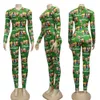 Women Jumpsuits Rompers Designer Tracksuits Pajama Onesies Halloween Christmas Printed Fashion Long Sleeve V Neck Home Wear jogger Suits Size S-2XL