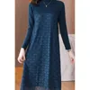 Casual Dresses 2023 Fashion Slim Women's Autumn And Winter Loose Thickened Over The Knee Lace Skirt Cashmere Bottom Sweater Dress