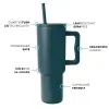 Gobelet en acier inoxydable SIM 40 oz avec poignée logo couvercle paille grande capacité tasse à bière bouteille d'eau revêtement en poudre tasse de camping en plein air deuxième génération