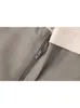 Zweiteilige Damenhose TELLHONEY Damenmode V-Ausschnitt Einreiher Weste Reißverschluss vorne Weites Bein Lässiges Kontrastfarben-Set 231201