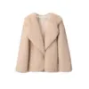 Женское пушистое пальто из искусственного меха большого размера с лацканами, женская зимняя теплая однотонная куртка, длинная люксовая марка, свободная верхняя одежда для вечеринок, модная одежда 231201