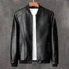 Herrjackor 2023 Autumn Leather Jacket Men Stand Collar Slim Pu Fashion Motorcykelrock Mens Moto Biker