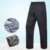 Men's Pants Double Layer Waterproof Ankle-banded Elastic Waist Unisex Camping Trousers Flap Pockets Trekking Climbing Rain Pant