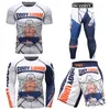 Herrspårar Cody Lundin Sports Suits Sublimation Print Muscle Training T-shirt Muay Thai Shorts BJJ Compression Clothes