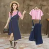 Set di abbigliamento Set per ragazze Estate 2023 Coreano Big Kids Moda Casual per bambini Abito in denim 2PK Baby Girl Clothes T-shirt Gonna