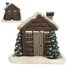 Dekorativa föremål Figurer Log Cabin rökelse Burner Rustic Christmas Chimney Hut rökelsekonbrännare med 2 rökelsekottar Collectible Harts Statue Tabell 231130