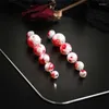Orecchini a bottone Goth Rosso Imitazione Perla Lunga Nappa Goccia per le donne Matrimonio Nuziale Vintage Orecchino pendente Accessori di gioielli di Halloween