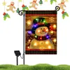 Drapeaux de bannière Drapeau de jardin éclairé par LED Cour décorative Bonhomme de neige Drapeau à énergie solaire Drapeaux de Noël créatifs à éclairage automatique pour la décoration extérieure 231201