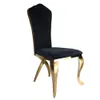 Chaise de luxe moderne en acier inoxydable doré, pour hôtel, mariage, banquet, fête à dossier haut, location de fête, 25