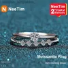 Band Rings Neetim 3mm Moissanite Ring Set Silver 925 Brilliant Cut 0.1 Diamond Test Past D Color Moissanites Rings Rings Original JewelRyl231201