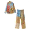 Frauen Hosen Patchwork Druck Sommer Für Frauen 2023 Pyjama Stil Baggy Frau Mid-Taille Hosen Vintage-Sets