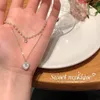 Anhänger Halsketten Mode Niedliche Liebe Herzförmige Anhänger Halskette Perlenkette Glänzende Frauen Ästhetischen Schmuck Halsband Hochzeit Schmuck Geschenk 231201