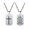 10pcs / lot Croix Dog Tag Gravé Bible Lettre En Acier Inoxydable pendentif collier Bijoux Chrétiens Baptême pour men311L