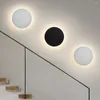 Applique murale nordique minimaliste LED circulaire tactile chambre chevet couloir escalier lumière à induction éclipse solaire