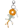 Keychains Hand-Woven Flower Keychain Jewelry Lanyard Girl Boy Couple Gift Lobster Clasp Keyring Headset Pendant Decoration