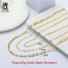 ORSA JEWELS 14K Gold Plated Genuine 925 Sterling Silver Paperclip Neck Chain 6 9 3 12mm Link Necklace for Men Women Jewelry SC39 2206C