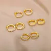 Hoop Earrings Cubic Zircon Small For Women Stainelss Steel Gold Color Flower Luxury Wedding Aesthetic Jewelry Gift 2023