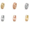 Anéis de casal Perlee assinatura trevo de quatro folhas caleidoscópio anel de três cores ouro rosa 18K cheio de estrelas diamante com caixa sorte gr247t