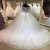 Princess Laceful Wedding Dress Illusion Långärmad bollklänning Landsstil Brudklänningsapplikationer Korsett Sweep Train Tulle Bride Dress Farm Robe de Mariage 2024