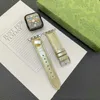 Lyxvarumärke PU -läderrem för Apple Watch Band 49mm 38 40 41 42 44 45 mm Nya klockor Remms armband för IWATCH 8 7 6 5 4 SE Ultra 2 Watchband Ice Colors