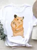 T-shirts femininas dos desenhos animados hamster camiseta para mulheres moda impressão engraçado verão camisetas de manga curta mulher kawaii tshirt bonito jovem