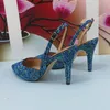 Scarpe eleganti Blu Viola AB Bling Punta a punta Sposa Matrimonio e borsa Donna Décolleté alti Tacco sottile Slingback per feste Set di scarpe