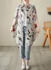 Women's Blouses Women Cotton Linen Long Shirts Arrival 2023 Summer Vintage Style Floral Print Loose Female Casual Tops Shirt B2513