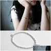 Charms New Chic 925 Sterling Sier M Round Beads Chain Strand Bracelets Women 8Mm Elastic Bracelet Gifts Drop Delivery Jewelry Findings Dhcmv