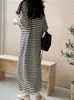 Casual Kleider Frau Gestreiften Winter Solide Elegante Kleidung Vintage Warme Gestrickte Pullover Kleid Frauen 2023 Koreanische Herbst Starke Mit Kapuze