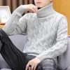 Herrenpullover Herren Twist Muster Pullover Rollkragen Winterkollektion Verdickter Strickpullover für Teenager Herbst