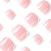 False Nails 24pcs French Toenails Nude Color With White Edge Press On Toe Full Cover Wearable Artificial