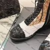 Stivaletti da donna Designer Zipper Scarpe per il tempo libero all'aperto Ladies Chunky Low Heels Classic White Retro Balck Golden Snow Boot