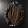 Maglioni da uomo Autunno Vintage Uomo Pullover di lana Maglione Top O Collo Maglioni a maniche lunghe Maglieria spessa Casual Streetwear lavorato a maglia