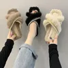 Slippers Lisapie Winter Warm Real Fur Slippers Women Shoes Woman Beaded Sequins Bling Plush Women's Furry Natural Rabbit Hair Shoes 231130