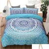 Conjuntos de ropa de cama Bohemio de tres piezas FL King Queen Tamaño Edredón impreso Er Funda de almohada Marca Chic Diseñador Cama Edredones Suministros en Dro Dhefn