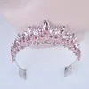 Nowy moda barokowy luksusowy różowy kryształowy ślubny tiary korony kobiety diadem tiary dla dziewczynki panny młodej Wedding Hair Akcesoria Y2008072980