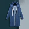 Women's Hoodies Women Coat Solid Color Stylish Long Hooded Sweatshirt With Pockets Zipper Placket Fashion For Fall