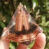 Dekorativa föremål Figurer Spiral Copper Wire Orgonite Pyramid Obsidian Orgone Healing Energy Yoga Meditation Ornament 231130