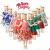 Abiti da ragazza Ragazze Natale Abito per bambini Stampa Raso Corto Babbo Natale Cosplay Costume da principessa Abbigliamento per bambini 9 colori Goccia D Dhgom