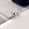 Cluster Ringe Q2023 Trend Fingerring Silber Farbe Für Frauen Riesige Zirkon Stein Versprechen Hochzeit Engagement Zubehör